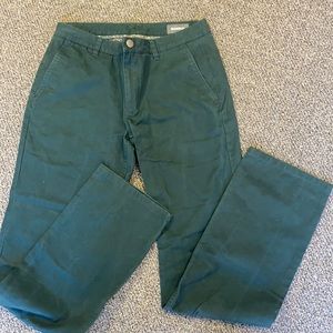 Bonobos straight leg 100% cotton pants, dark green. Size 31/34.